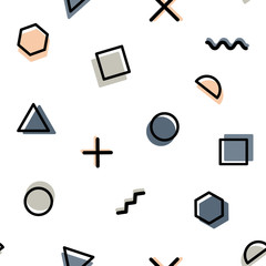 Memphis geometric shapes seamless pattern 