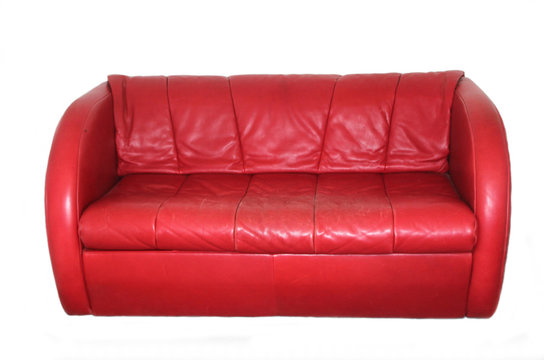 rotes Ledersofa