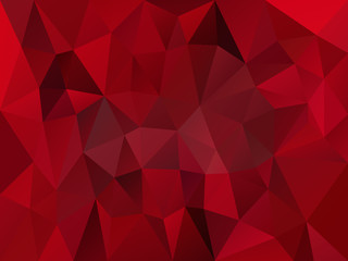 vector abstract irregular polygon background with a triangle pattern in dark bloody red color with reflection