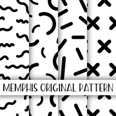 Memphis geometric shapes seamless pattern pack