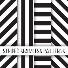 Black and white striped seamless pattern pack 