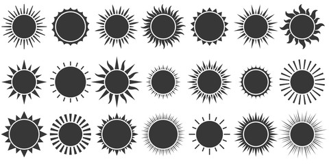 Set of sun icon in silhouette design - 167750742
