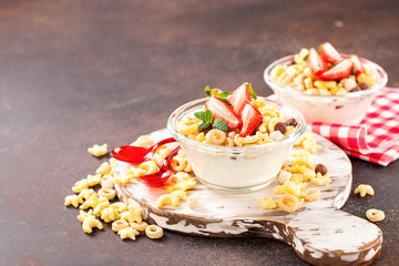 Healthy cold cereal with berry
