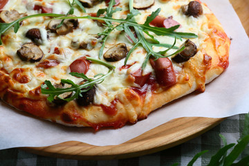 Pizza with sausages