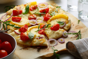 Homemade pizza with cheese