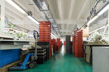 Red and gray plastic boxes