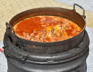 Cooking goulash outdoor