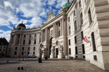 Fototapeta na wymiar Austria, Vienna, Hofburg Palace, Michaelertrakt - St. Michael's Wing from Michaelerplatz - Saint Michael Square, city landmark