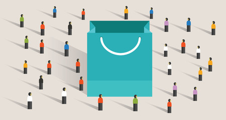crowd shopping sale paper bag buy gift purchase marketing segmentation