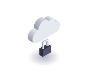 Computer Cloud icon, illustration, vector symbol in flat isometric 3D style isolated on white background.