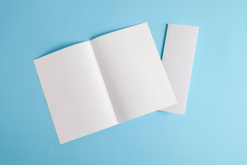 template fold white paper on blue background