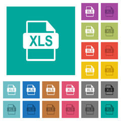 XLS file format square flat multi colored icons