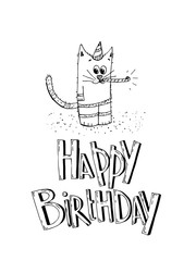 Happy Birthday party elements vector set. Hand drawn of birthday party.