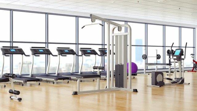 Fitness club equipment gym modern interior