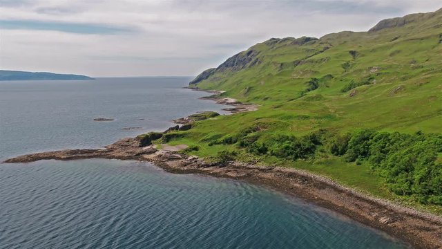 Aerial view of the bay called Camas nan Geall