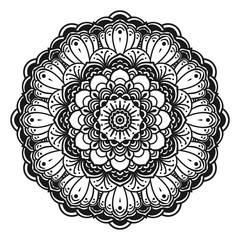 Black mandala decorative lace ornament.