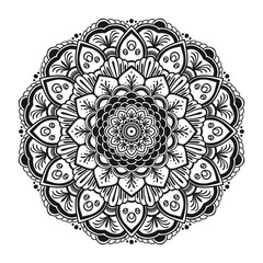 Black mandala decorative lace ornament.