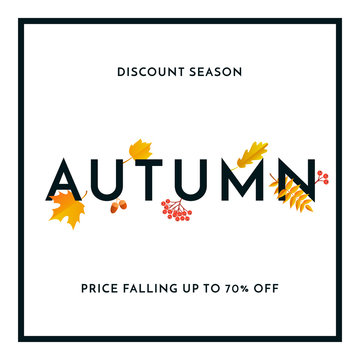Autumn leaf fall vector poster of maple oak acorn