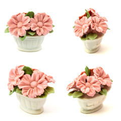 Porcelain figurines baskets of flowers for the decoration of interiors