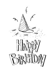 Happy Birthday party elements vector set. Hand drawn of birthday party.