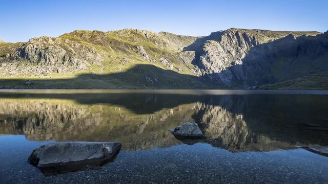 Crystal Clear Water of Llyn Idwal Lake in Northern Snowdonia