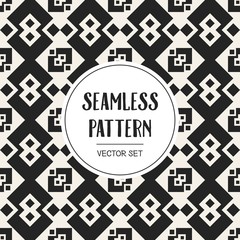 Abstract concept vector monochrome geometric pattern. Black and white minimal background. Creative illustration template. Seamless stylish texture. For wallpaper, surface, web design, textile, decor.