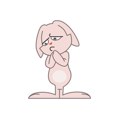 Cute pink bunny sad