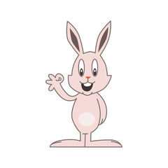 Cute pink bunny showing ok sign