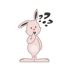 Cute pink bunny thinking