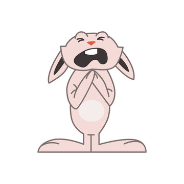 Cute pink bunny crying