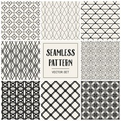 Abstract concept vector monochrome geometric pattern. Black and white minimal background. Creative illustration template. Seamless stylish texture. For wallpaper, surface, web design, textile, decor.