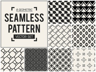 Abstract concept vector monochrome geometric pattern. Black and white minimal background. Creative illustration template. Seamless stylish texture. For wallpaper, surface, web design, textile, decor.