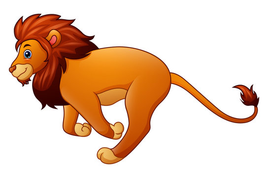 Cute Lion Cartoon Running