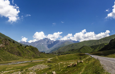 Fototapeta premium Beautiful summer mountain landscape of Georgia in 2017.