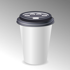 Realistic paper coffee cup set. Vector EPS10 illustration.