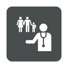 Icono plano medico de familia en cuadrado gris