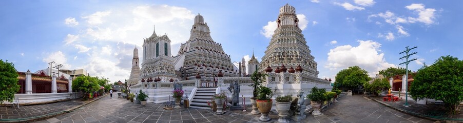 360 Panorama of Wat Arun Ratchawararam Ratchawaramahawihan in Thailnd