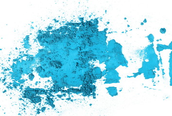 Blue eye shadow, powder isolated on white background