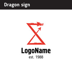 Logo template red dragon forms two triangles
