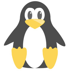 Abstract cute angry cartoon pinguin isolated on a blue background. Funny vector penguin image.