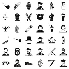 Hipster beard icons set, simple style