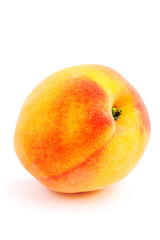 Isolated peach on a white background. Summer juicy fruit. Healthy food. Bright juicy colors.