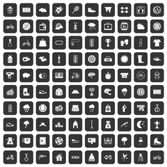 100 woman sport icons set black