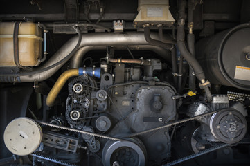 Bus engine close up