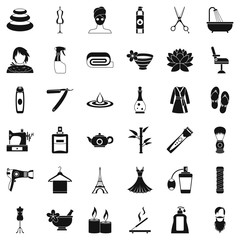 Beauty icons set, simple style