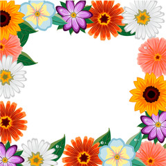 Different colorful flowers frame