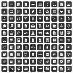 100 work paper icons set black