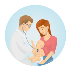 Doctor examines baby