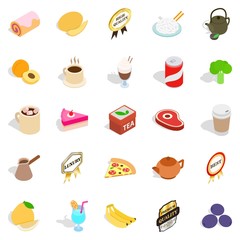 Beverage icons set, isometric style
