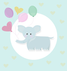 Elephant and balloons cartoon childhood style vector